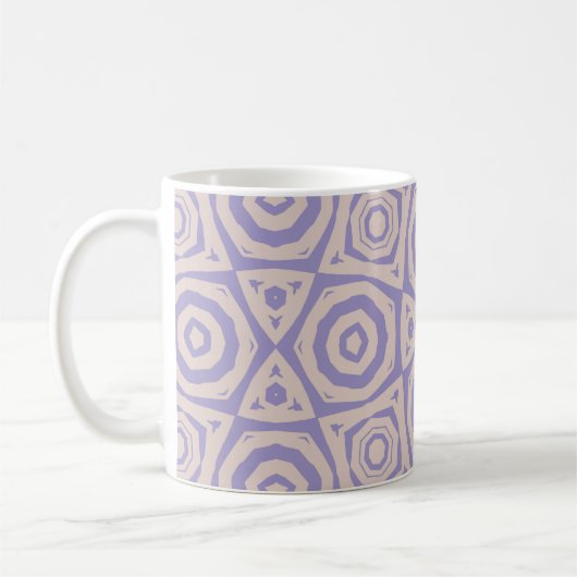 Abstract Geometric Purple and Cream コーヒーマグカップ (左)