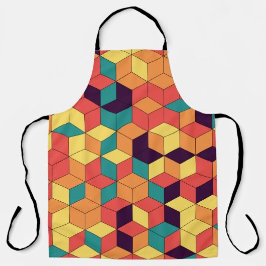 Abstract geometric seamless pattern of color cubes エプロン (正面)