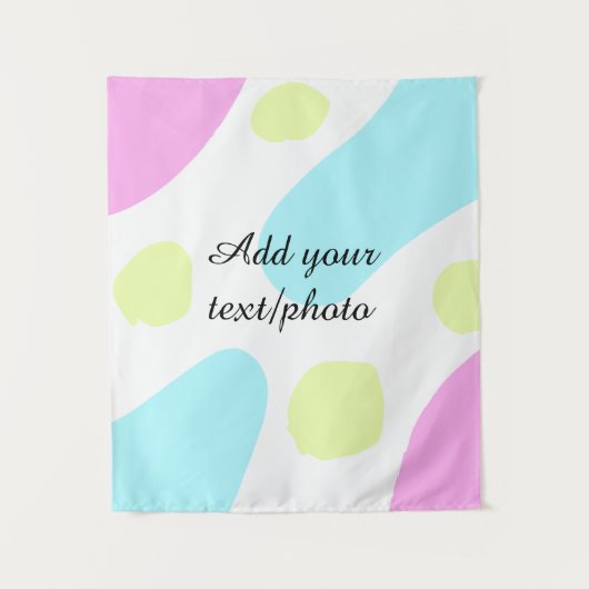 Abstract geometric shapes pastel add name photo ba タペストリー (正面)