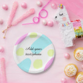 Abstract geometric shapes pastel add name photo ba ペーパープレート (パーティー)