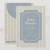 Abstract Geometric Stripe Gender Neutral Blue 招待状 (正面/裏面)