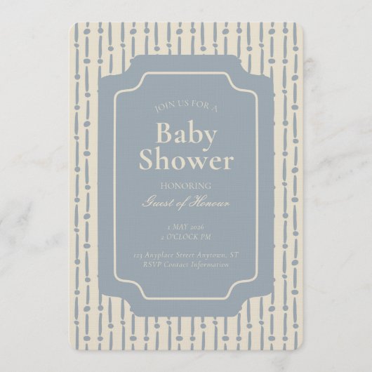 Abstract Geometric Stripe Gender Neutral Blue 招待状 (正面)