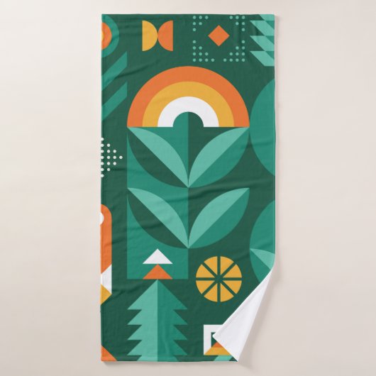 Abstract geometric vintage pattern in Scandinavian バスタオル (バスタオル)