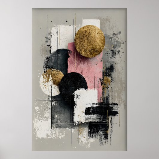 Abstract Geometric Wall Art Print, Modern Neutral ポスター (正面)