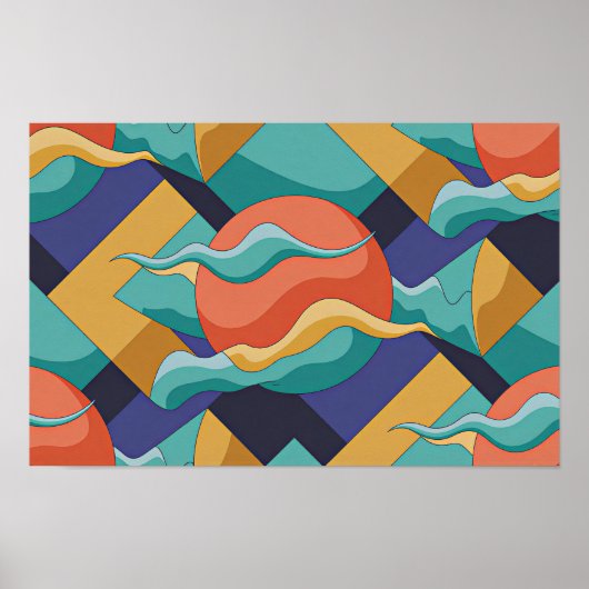 Abstract Geometric Waves Poster ポスター (正面)