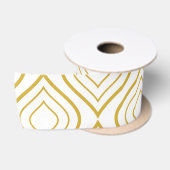 Abstract geometrical, white and gold サテンリボン (リール)