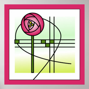 Abstract Glasgow Rose ポスター