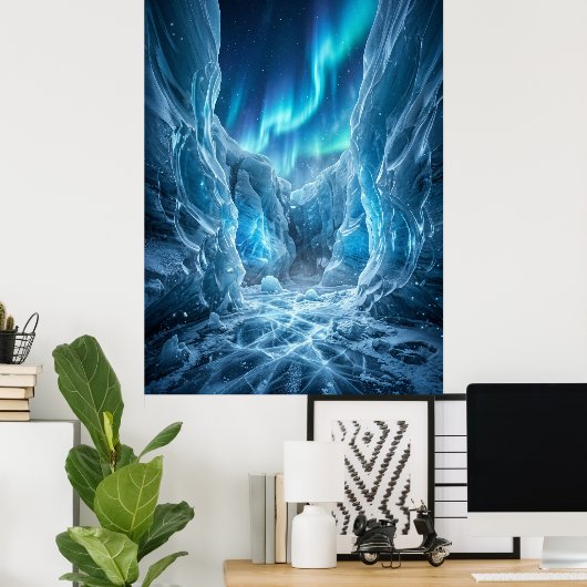 Abstract Glitch Digital Chaos Art ポスター (ホームオフィス)