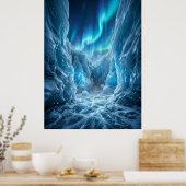 Abstract Glitch Digital Chaos Art ポスター (キッチン)