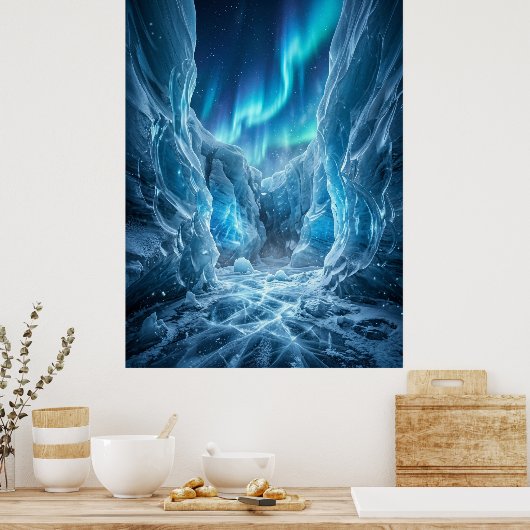 Abstract Glitch Digital Chaos Art ポスター (キッチン)