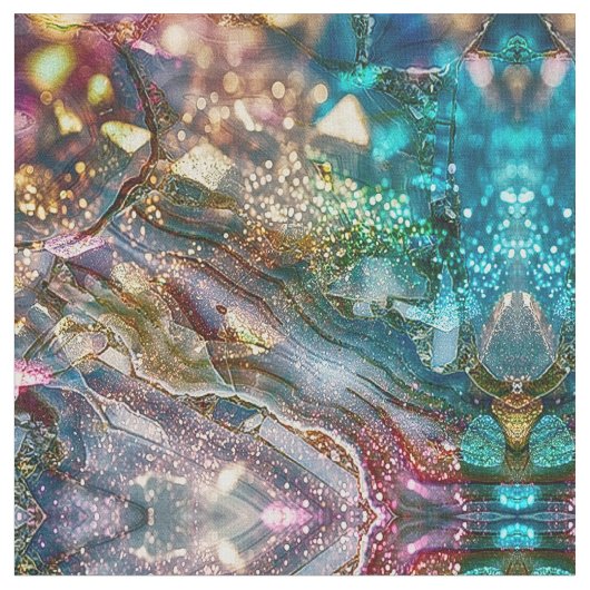Abstract Glitter and Marble Pink and Blue ファブリック (クローズアップ)