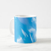 Abstract glitter lights on blue background. Round コーヒーマグカップ (正面左)