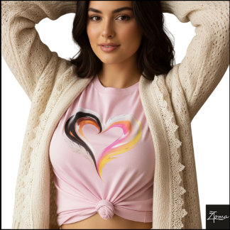 Abstract Glossy Feathered Heart Pop Art Tシャツ