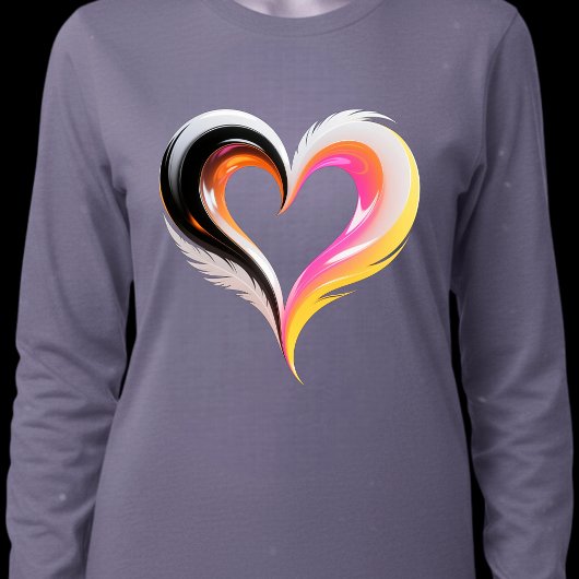 Abstract Glossy Feathered Heart Pop Art Tシャツ