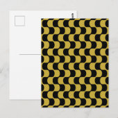 Abstract Gold Black Distorted Checkerboard Pattern ポストカード (正面/裏面)