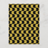 Abstract Gold Black Distorted Checkerboard Pattern ポストカード (正面)