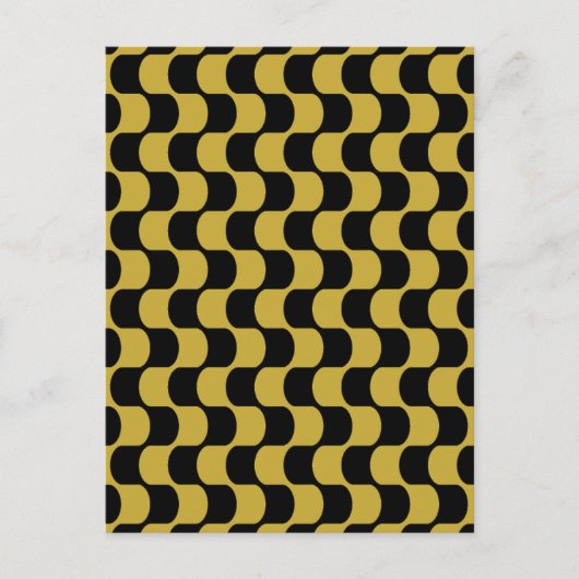 Abstract Gold Black Distorted Checkerboard Pattern ポストカード (正面)