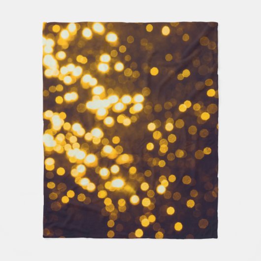 Abstract gold bokeh with black background フリースブランケット (正面)