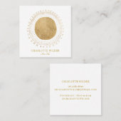 Abstract Gold Foil Circle Sun Rays スクエア名刺 (正面/裏面)