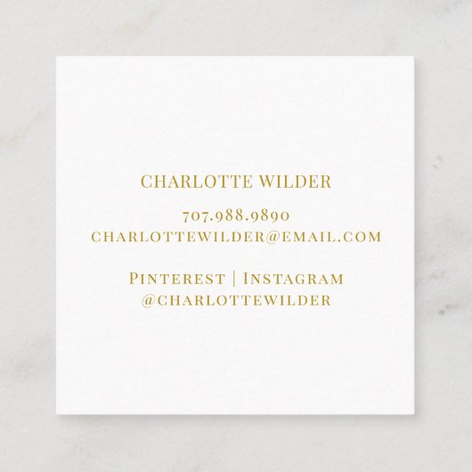 Abstract Gold Foil Circle Sun Rays スクエア名刺 (裏面)