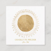 Abstract Gold Foil Circle Sun Rays スクエア名刺 (正面)