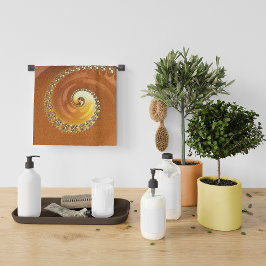 Abstract Gold Orange Gradient Spiral Fractal ハンドタオル