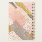 Abstract Gold Stripes and Pink Swirls Personalised プランナー手帳 (裏面)