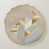 Abstract Golden Accent Round Pillow | Modern Decor ラウンドクッション (裏面)