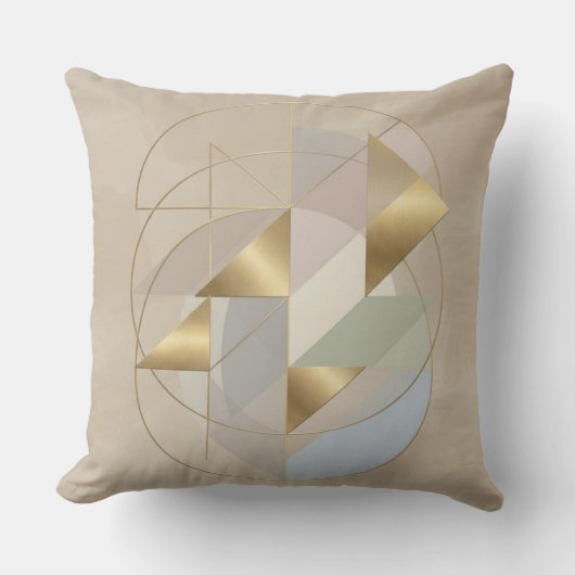 Abstract Golden Accent Throw Pillow | Modern Decor クッション (正面)
