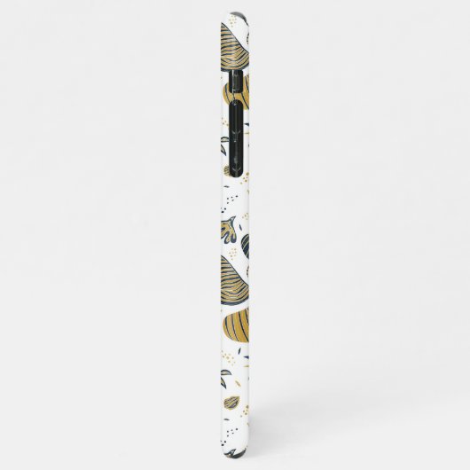 Abstract golden and blue foliage iPhoneケース (左側)