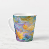 Abstract Golden Lotus Floating Flowers カフェラテマグ (左アングル)
