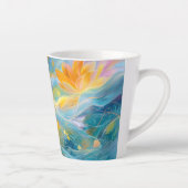 Abstract Golden Lotus Floating Flowers カフェラテマグ (右)