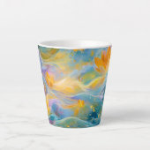 Abstract Golden Lotus Floating Flowers カフェラテマグ (正面)
