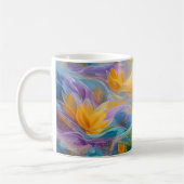 Abstract Golden Lotus Floating Flowers  コーヒーマグカップ (左)