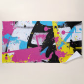 Abstract Graffiti Splash Urban Pop Art ビーチタオル (正面)