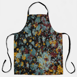 Abstract Graffiti Splatter Painting Art On Black エプロン