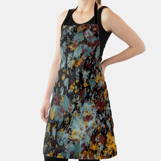 Abstract Graffiti Splatter Painting Art On Black エプロン (インサイチュ)