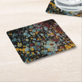 Abstract Graffiti Splatter Painting Art On Black スクエアペーパーコースター