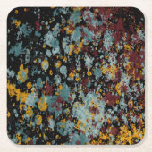 Abstract Graffiti Splatter Painting Art On Black スクエアペーパーコースター (正面)