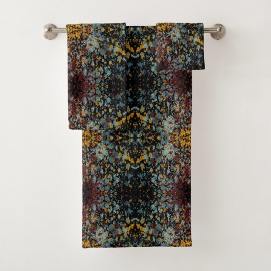 Abstract Graffiti Splatter Painting Art On Black バスタオルセット (インサイチュ)