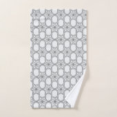 Abstract Gray Flower Mandala Pattern on White バスタオルセット (ハンドタオル)