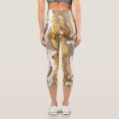 Abstract Gray Marble Texture with Flowing Gold カプリレギンス (裏面)