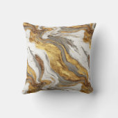 Abstract Gray Marble Texture with Flowing Gold クッション (裏面)