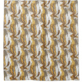 Abstract Gray Marble Texture with Flowing Gold シャワーカーテン (正面)