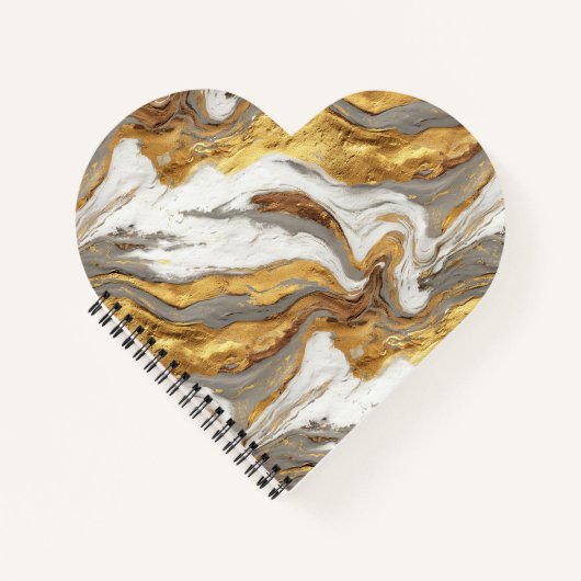Abstract Gray Marble Texture with Flowing Gold ノートブック (正面)