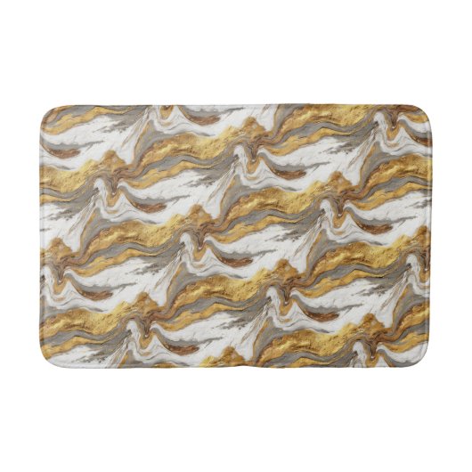 Abstract Gray Marble Texture with Flowing Gold バスマット (正面)