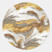 Abstract Gray Marble Texture with Flowing Gold ラウンドシール (正面)