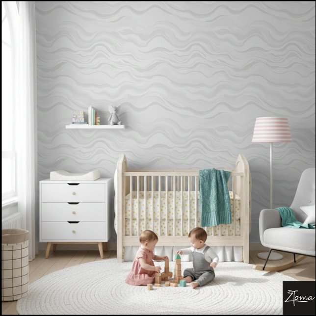 Abstract Gray White Wavy Seamless Pattern 壁紙 (クリエイターアップロード済み)