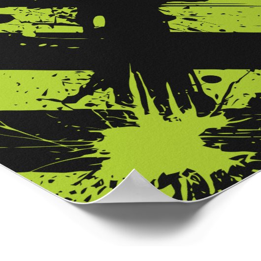 Abstract Green and Black Paint Splatter ポスター (角)