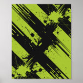 Abstract Green and Black Paint Splatter ポスター (正面)